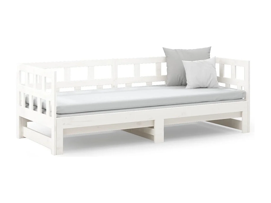Slaapbank uitschuifbaar massief grenenhout wit 2x(90x200) cm