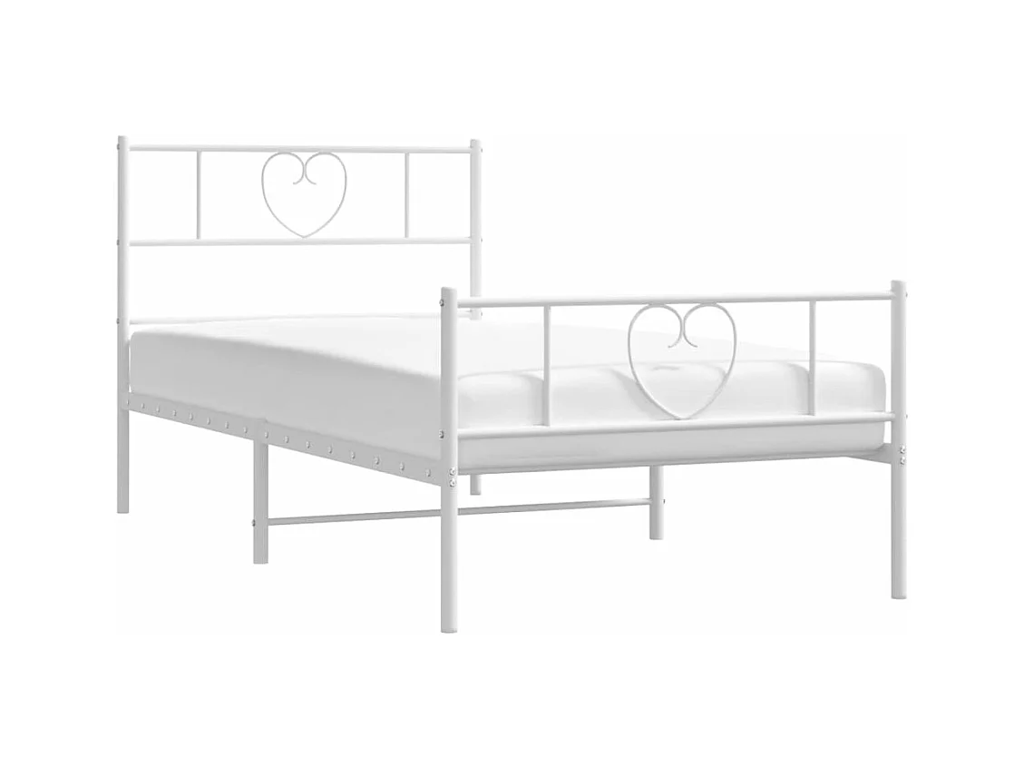 Cadre de lit métal avec tête de lit/pied de lit blanc 80x200 cm