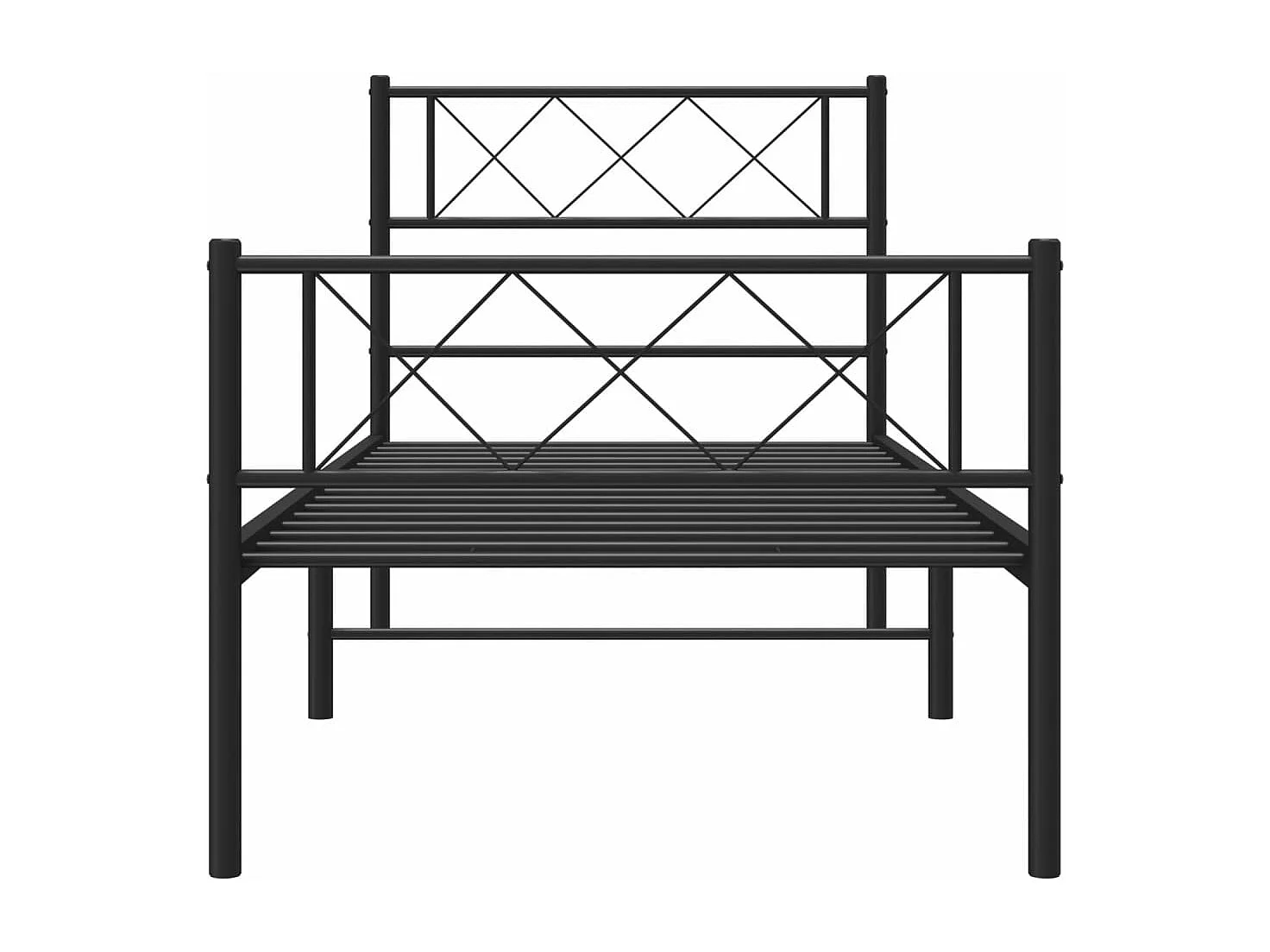 Cadre de lit métal avec tête de lit/pied de lit noir 107x203 cm