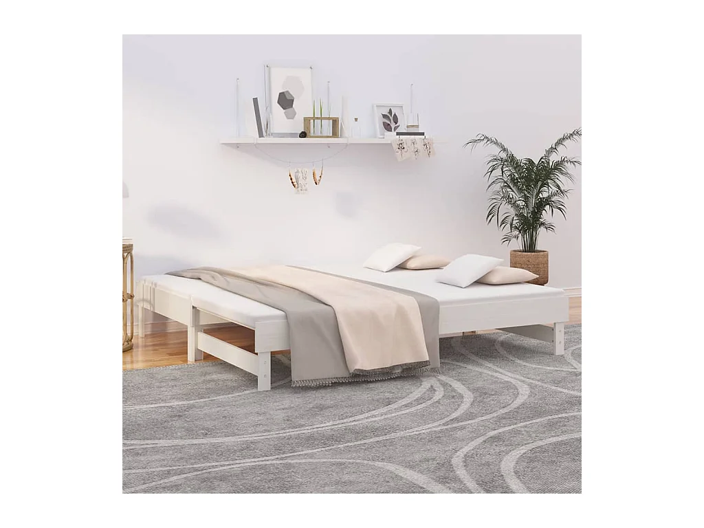 Lit coulissant Blanc 2x(90x190) cm Bois de pin massif