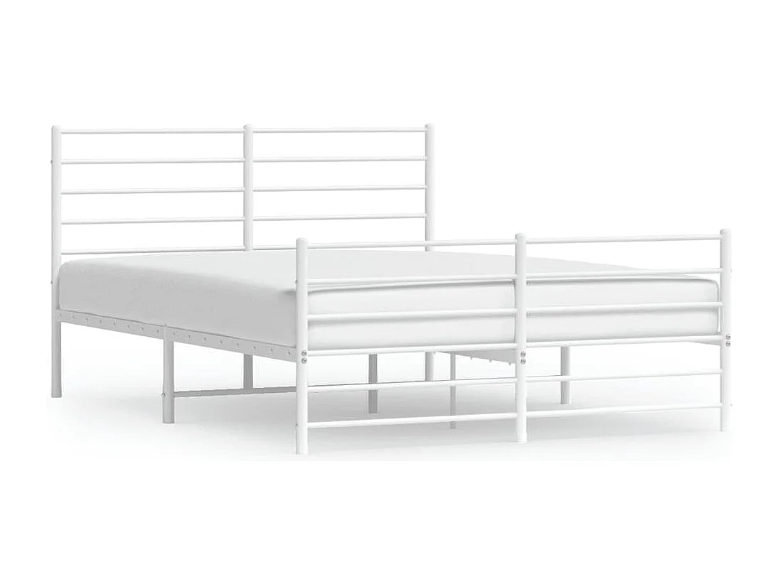 Estrutura de cama com cabeceira e pés 140x190 cm metal branco