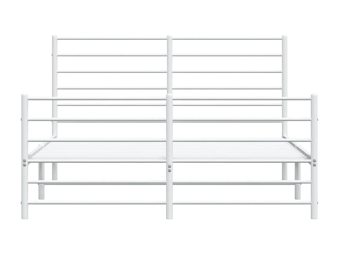 Estrutura de cama com cabeceira e pés 140x190 cm metal branco