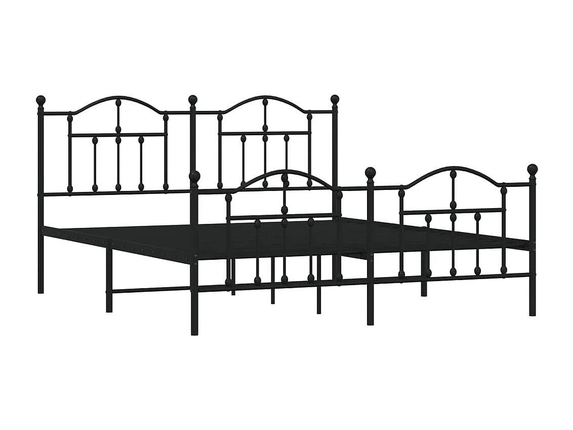 Estructura de cama cabecero y pie de cama metal negro 160x200cm