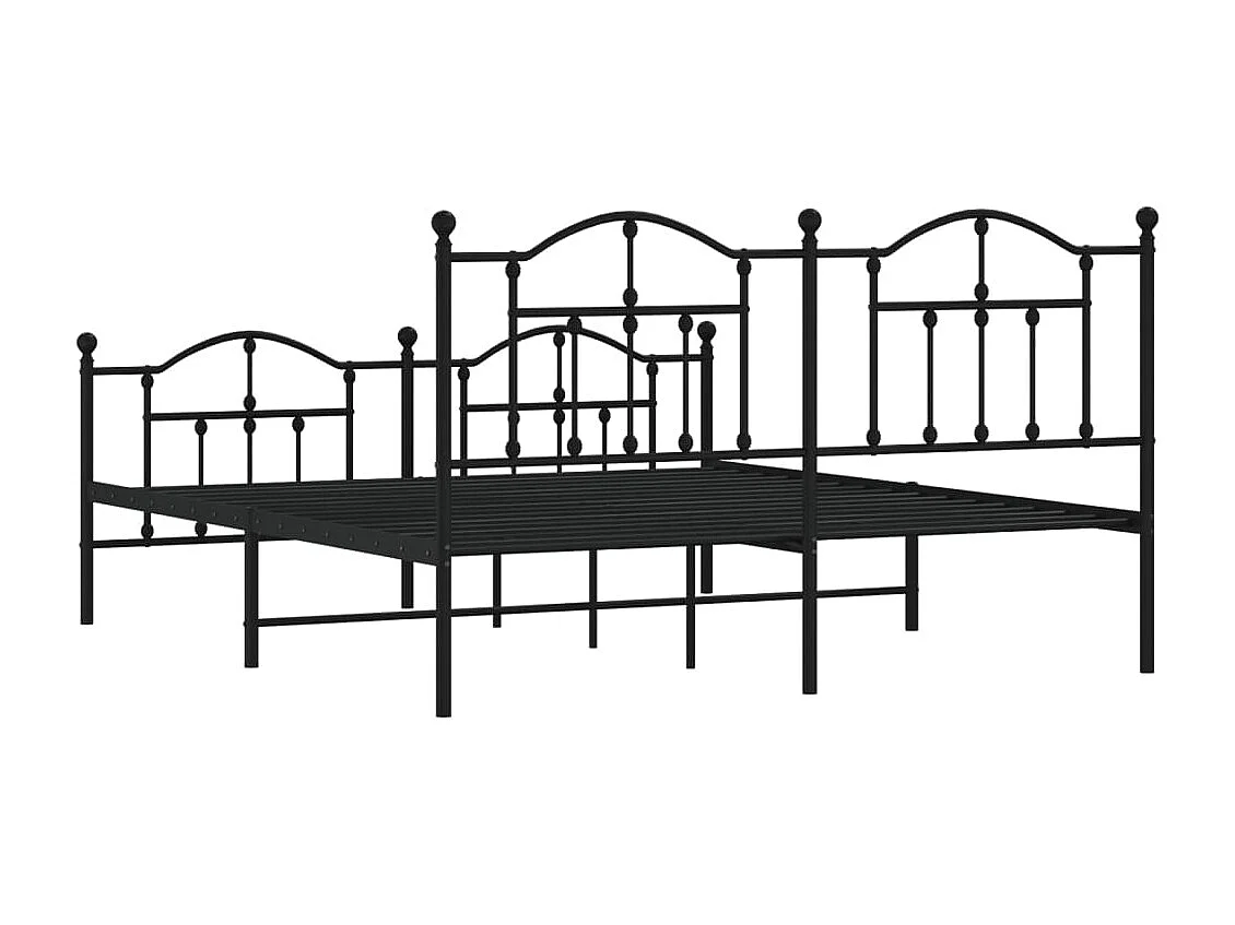 Estructura de cama cabecero y pie de cama metal negro 160x200cm