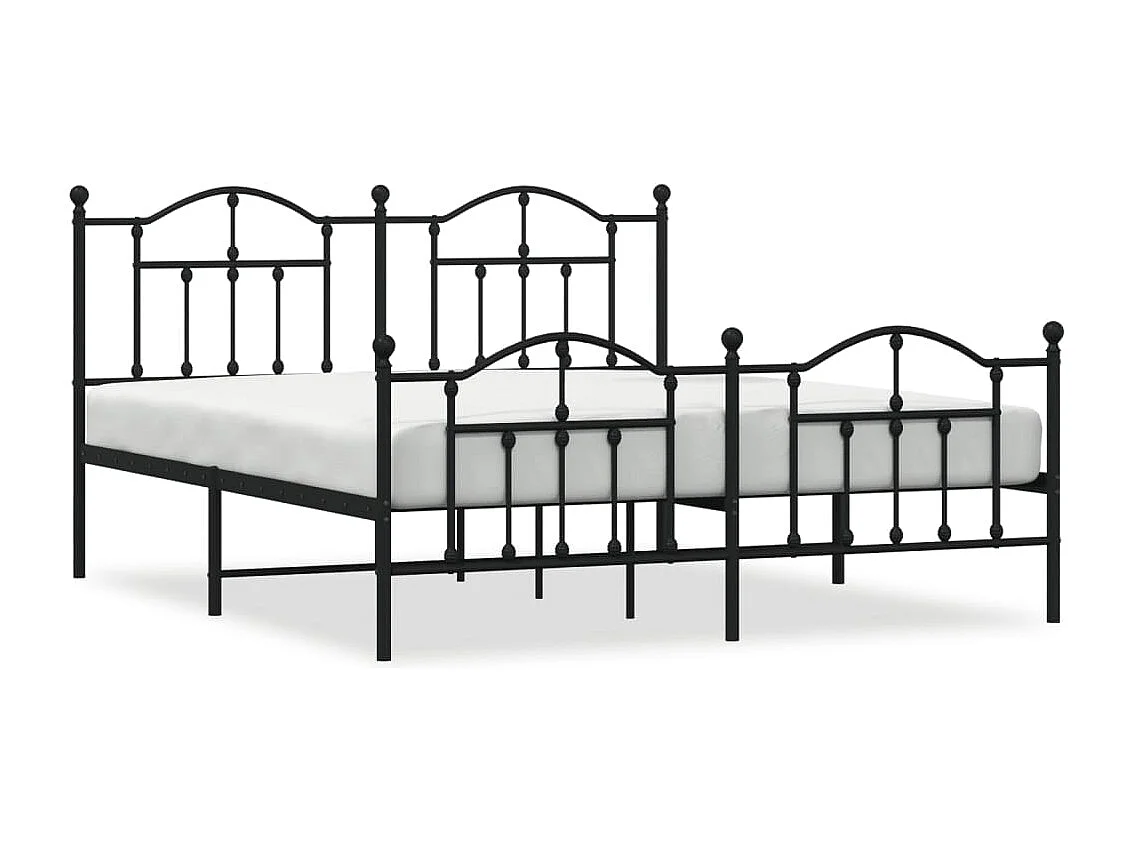 Estructura de cama cabecero y pie de cama metal negro 160x200cm