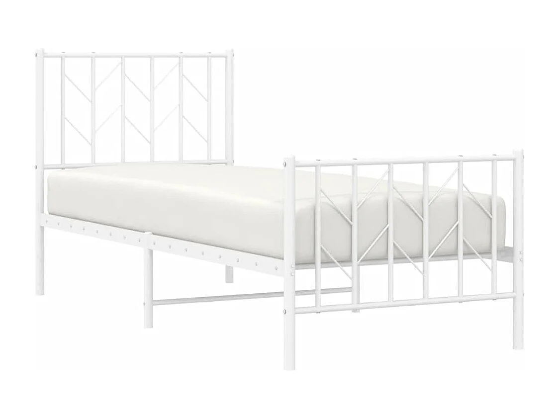 Estrutura de cama com cabeceira e pés 75x190 cm metal branco