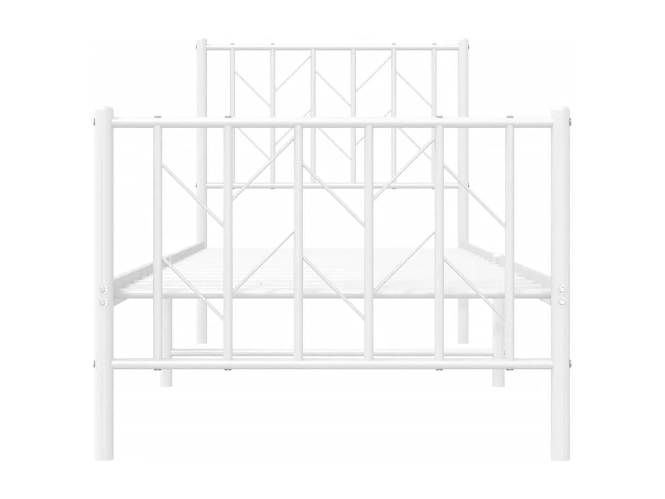 Estrutura de cama com cabeceira e pés 75x190 cm metal branco