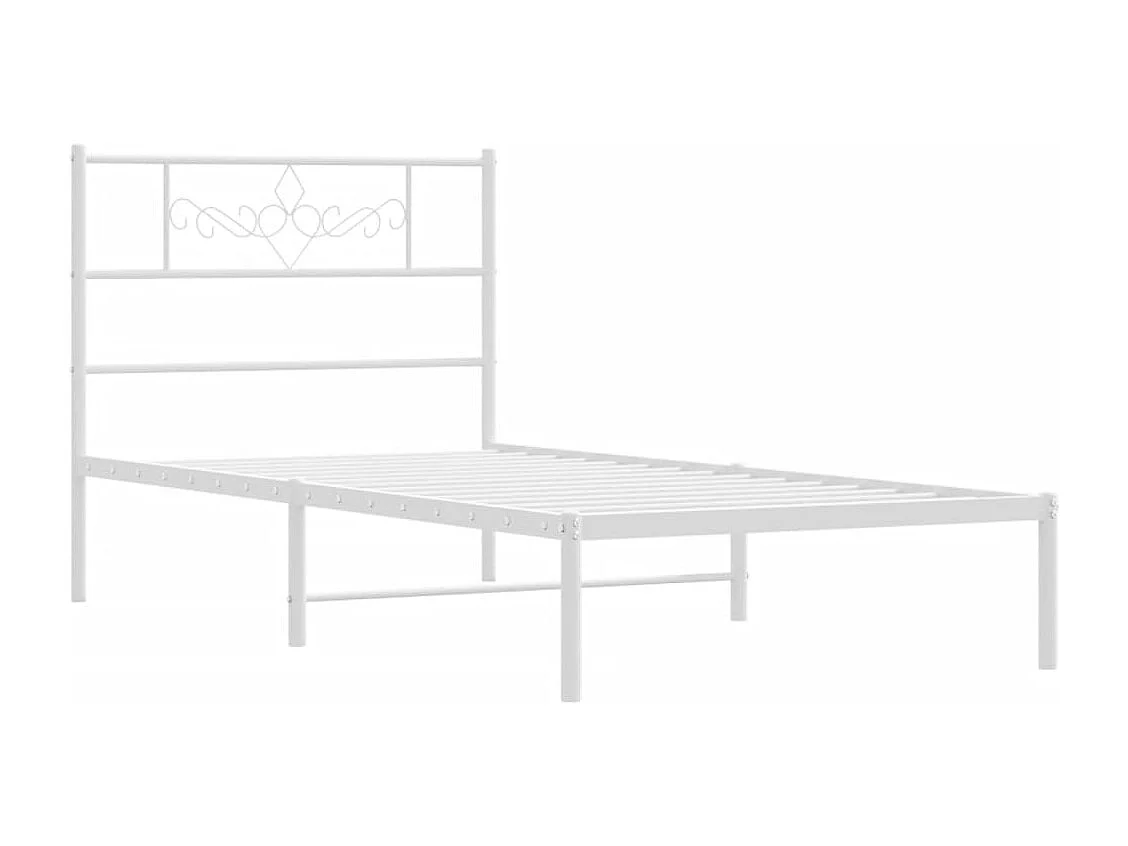 Estrutura de cama com cabeceira 100x190 cm metal branco
