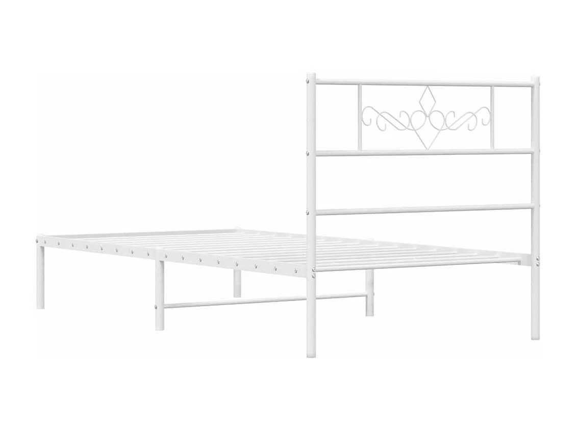 Estrutura de cama com cabeceira 100x190 cm metal branco
