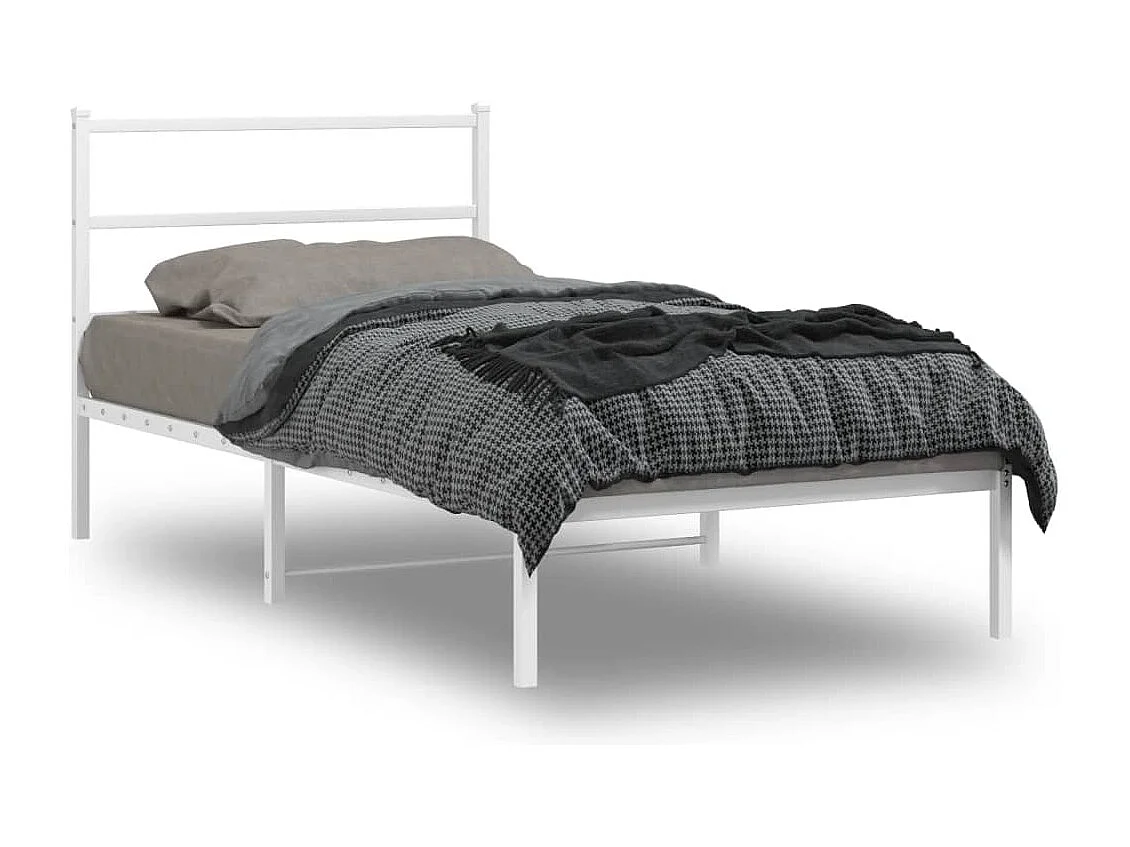 Estrutura de cama em metal com cabeceira 107x203 cm branco