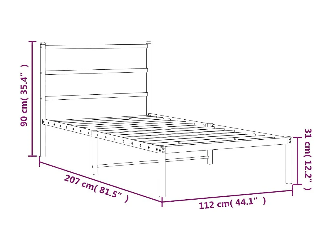 Estrutura de cama em metal com cabeceira 107x203 cm branco
