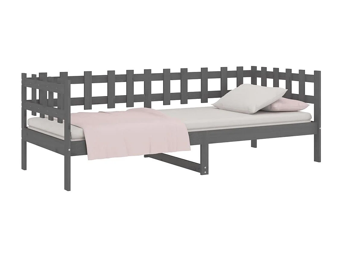 Lit de jour Gris 90x190 cm Bois de pin massif