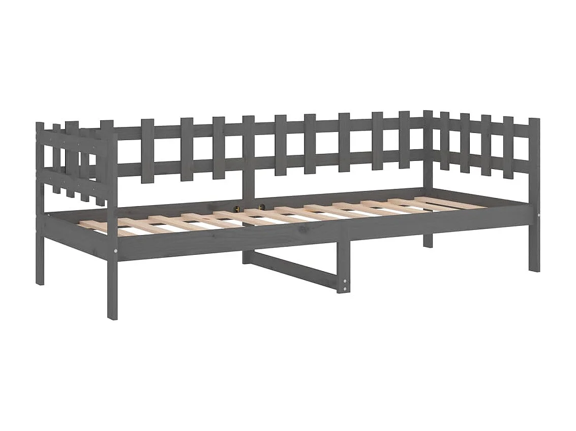 Lit de jour Gris 90x190 cm Bois de pin massif