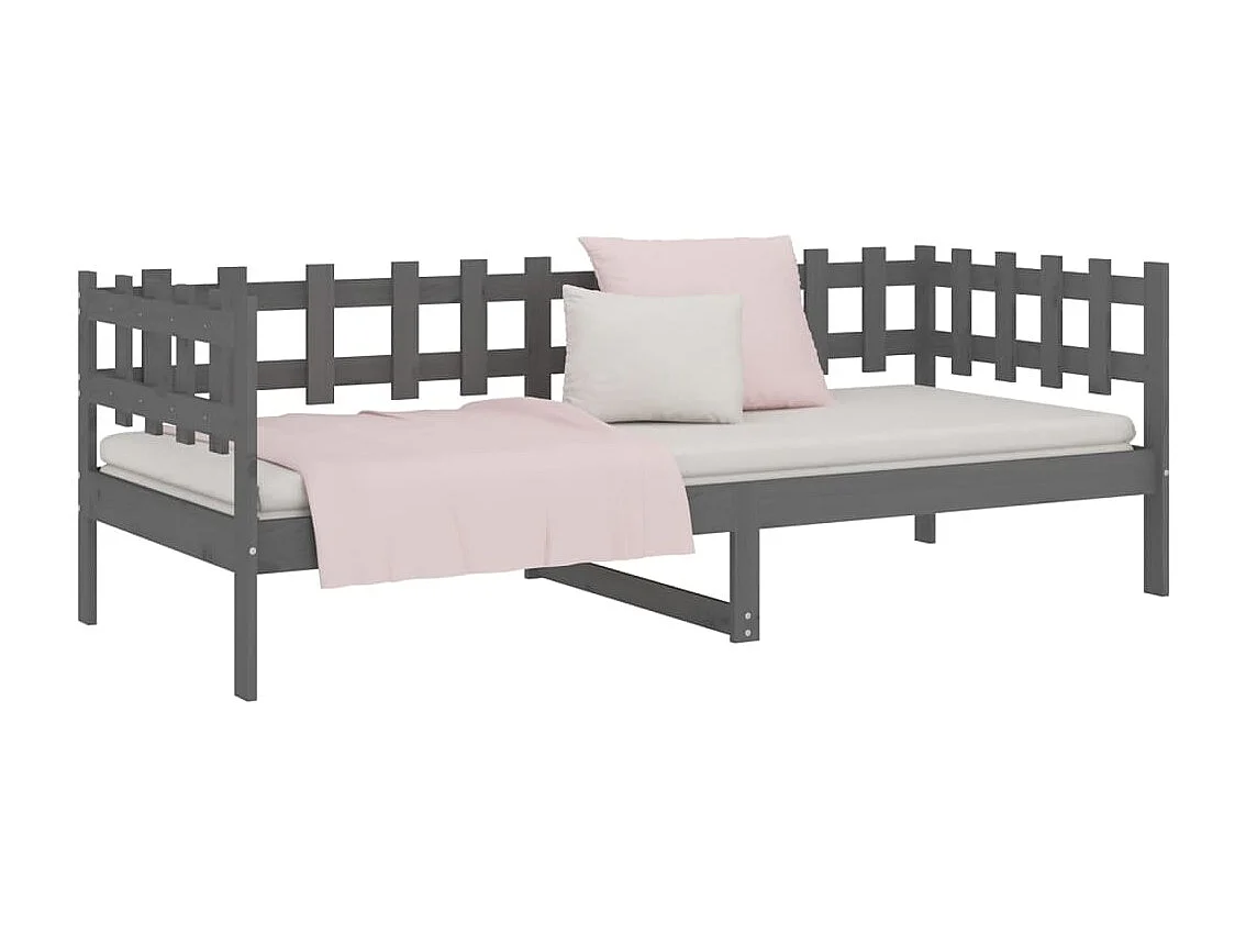 Sofá cama madera maciza de pino gris 90x190 cm
