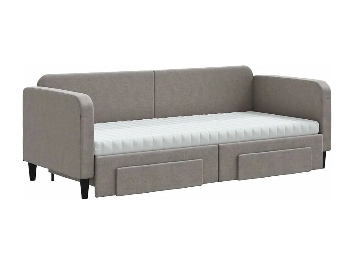 Slaapbank met onderschuifbed en lades 80x200 cm stof taupe