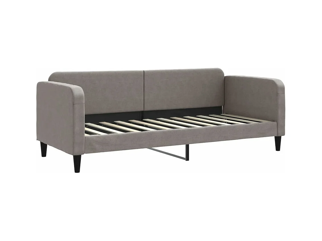 Lit de jour avec gigogne et tiroirs taupe 80x200 cm tissu