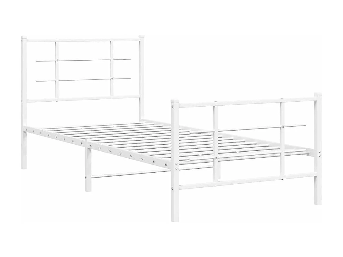 Estrutura de cama com cabeceira e pés 90x200 cm metal branco
