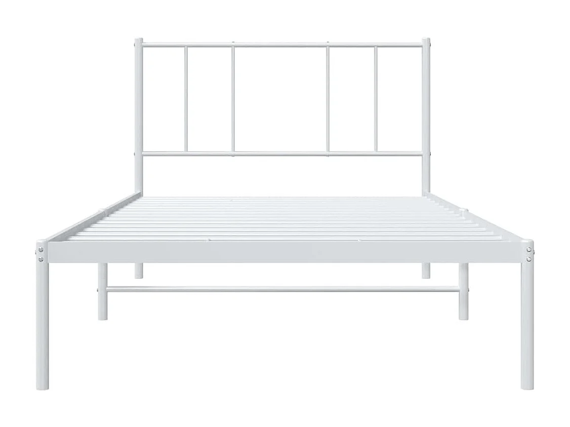 Estructura de cama de metal con cabecero blanco 80x200 cm