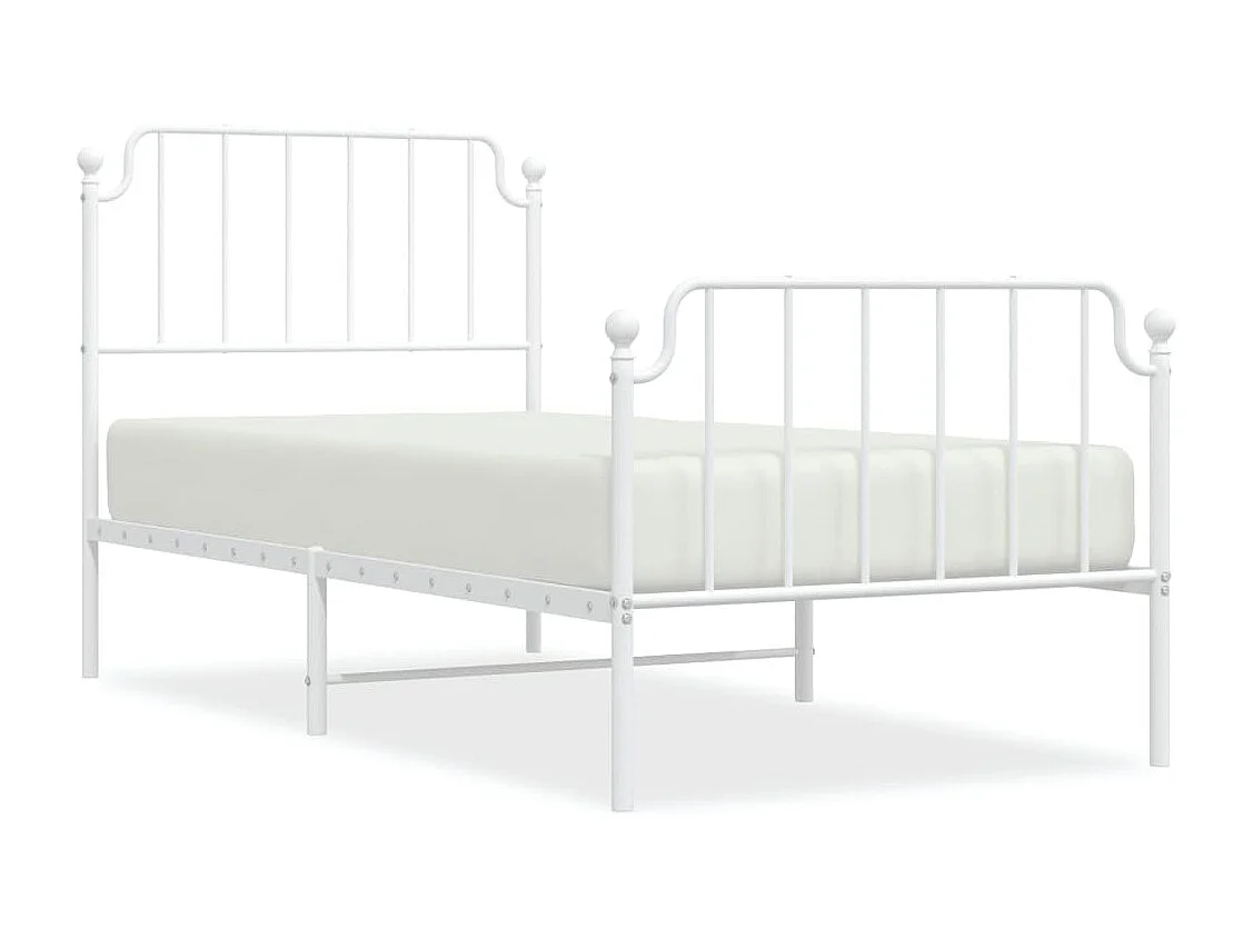 Cadre de lit métal avec tête de lit/pied de lit blanc 90x200 cm