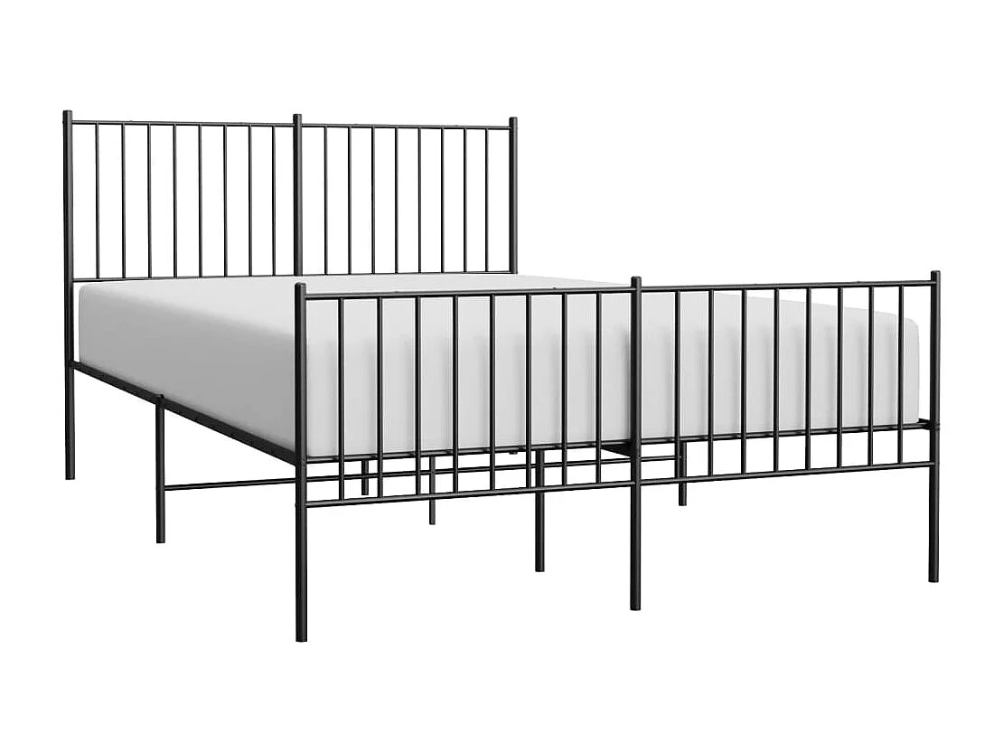 Cadre de lit métal avec tête de lit/pied de lit noir 135x190 cm