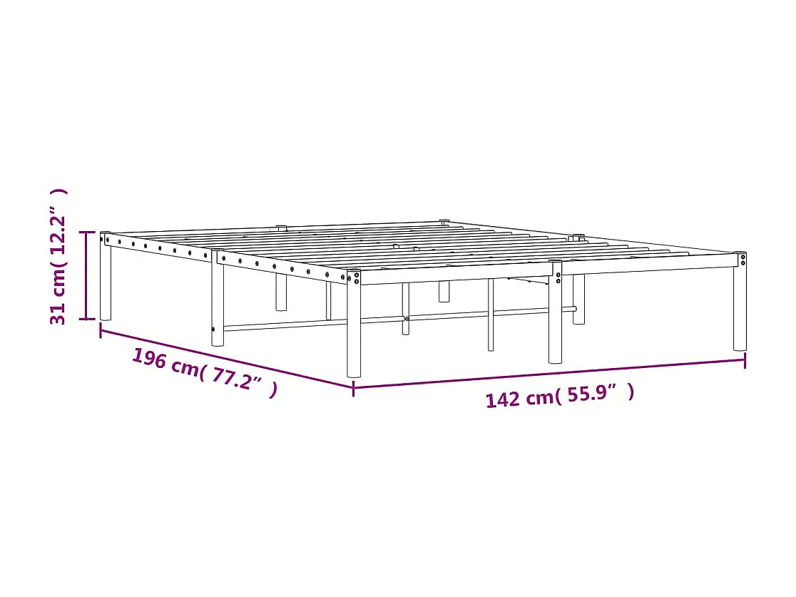 Estructura de cama de metal blanca 135x190 cm