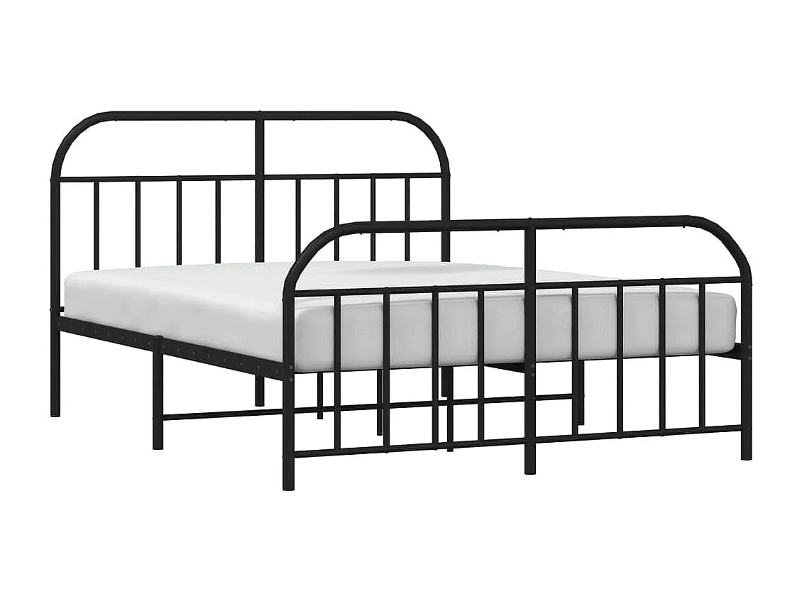 Estrutura de cama com cabeceira e pés 140x190 cm metal preto