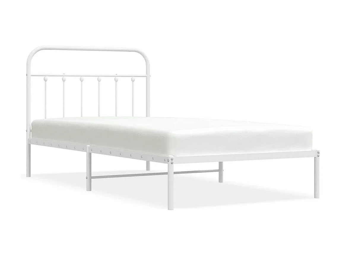Estrutura de cama com cabeceira 100x200 cm metal branco