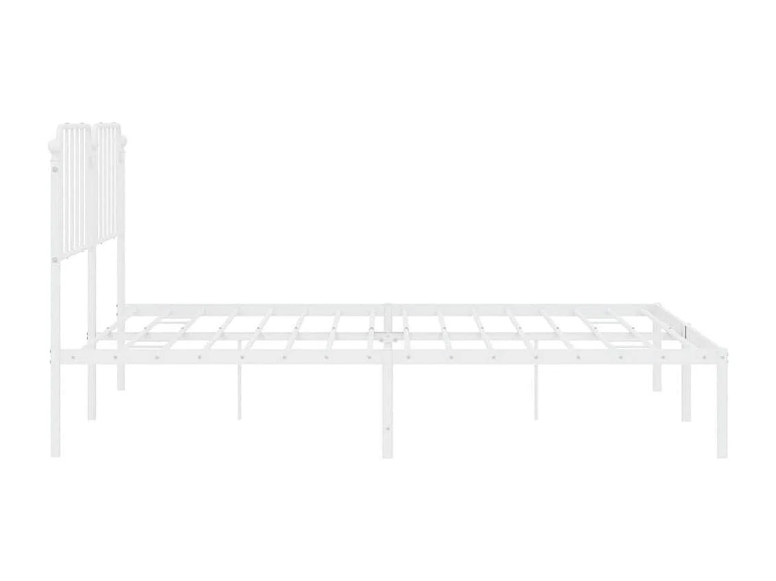 Estructura de cama de metal con cabecero blanco 193x203 cm
