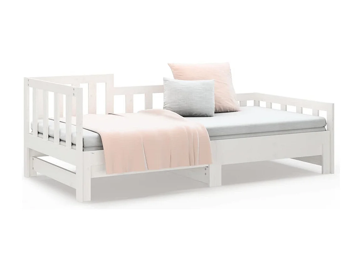 Lit coulissant Blanc 2x(90x190) cm Bois de pin massif