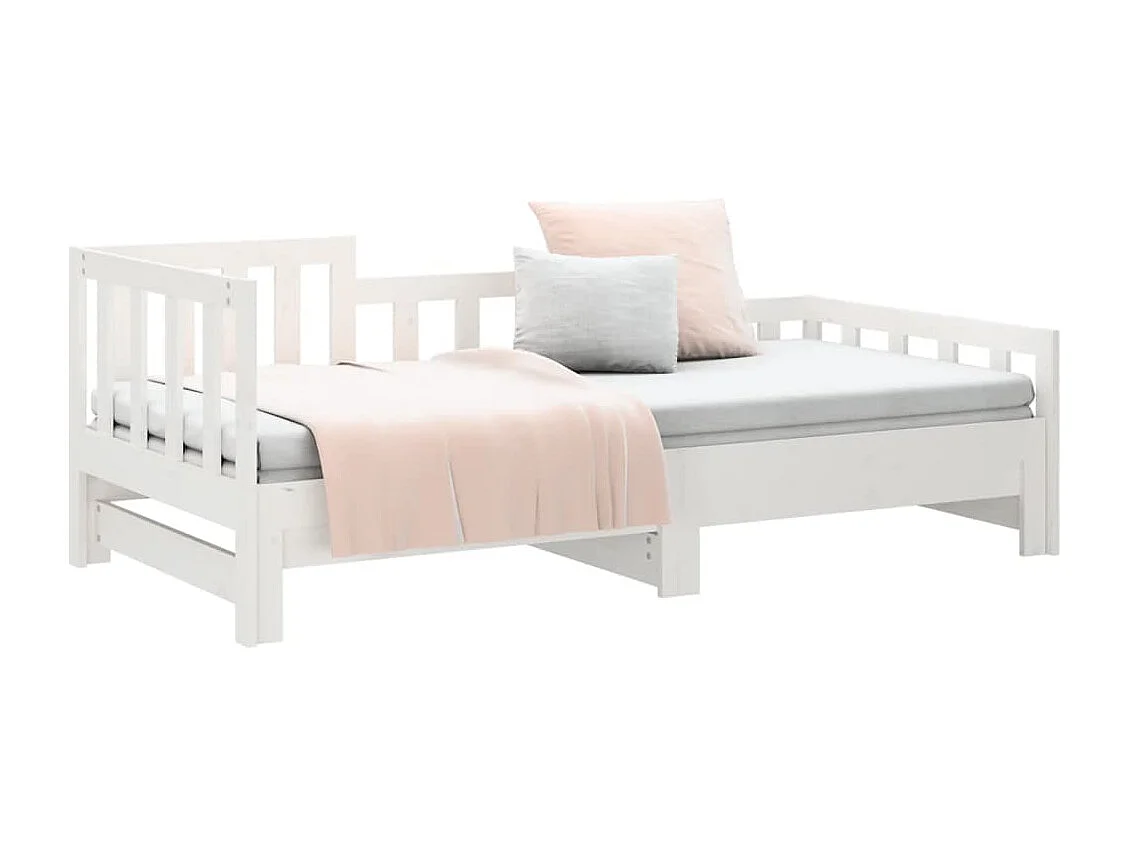 Lit coulissant Blanc 2x(90x190) cm Bois de pin massif