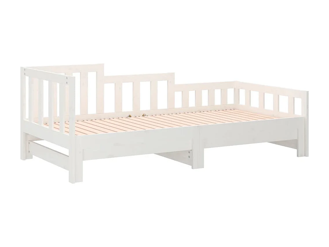 Lit coulissant Blanc 2x(90x190) cm Bois de pin massif