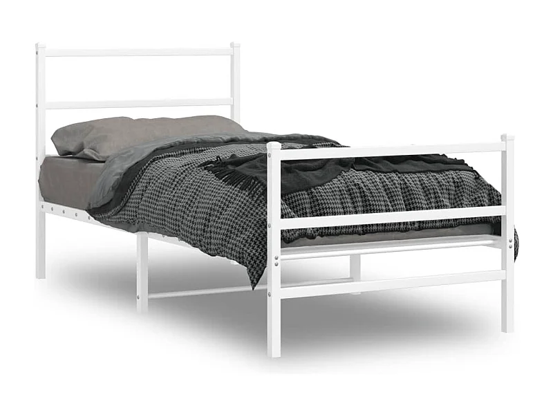 Estructura cama metal con cabecero y estribo blanco 90x200 cm