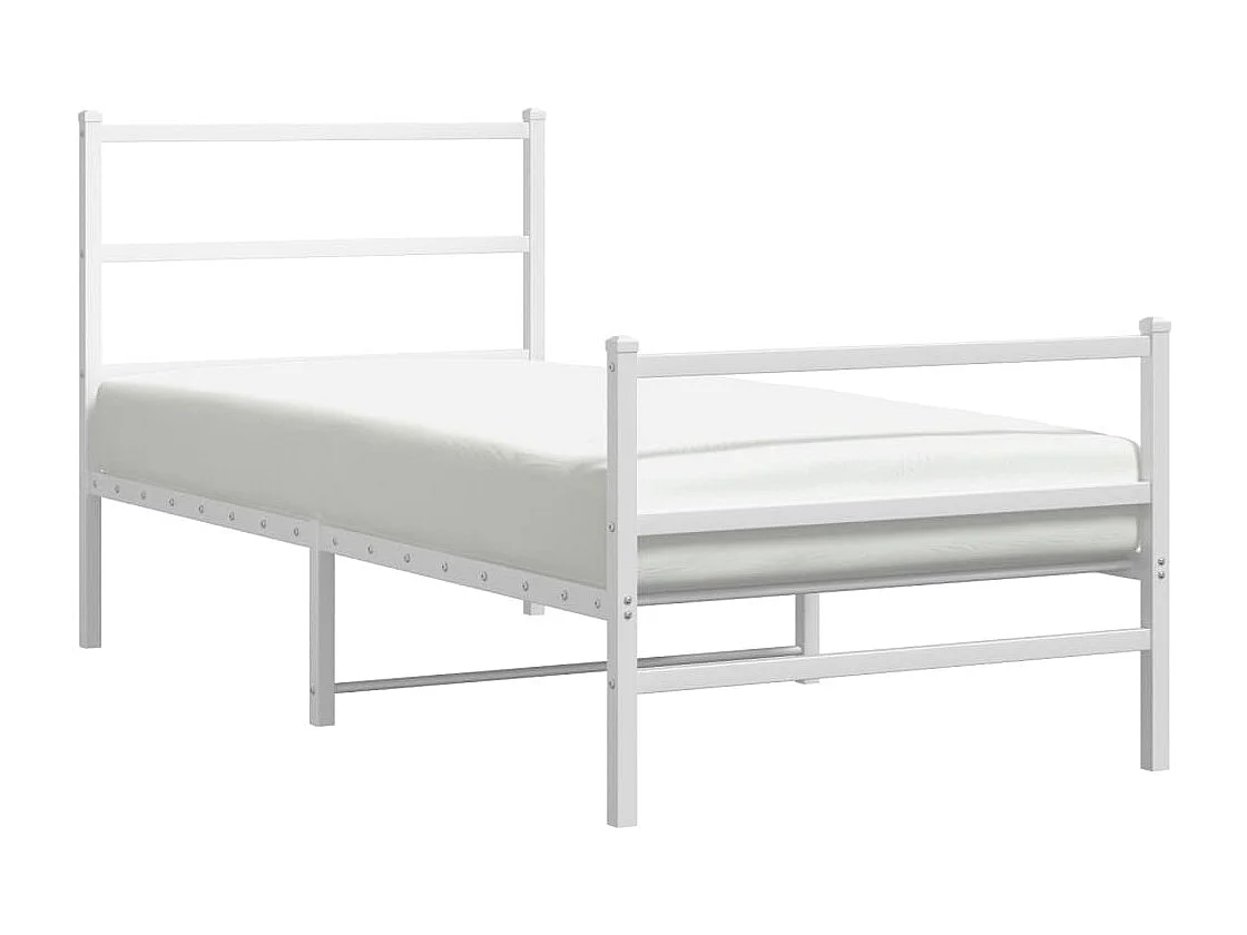 Estructura cama metal con cabecero y estribo blanco 90x200 cm