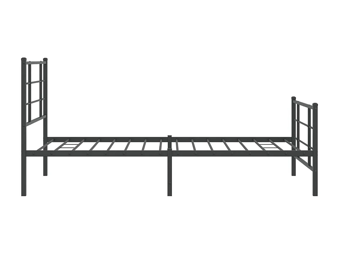 Cadre de lit métal avec tête de lit/pied de lit noir 100x190 cm