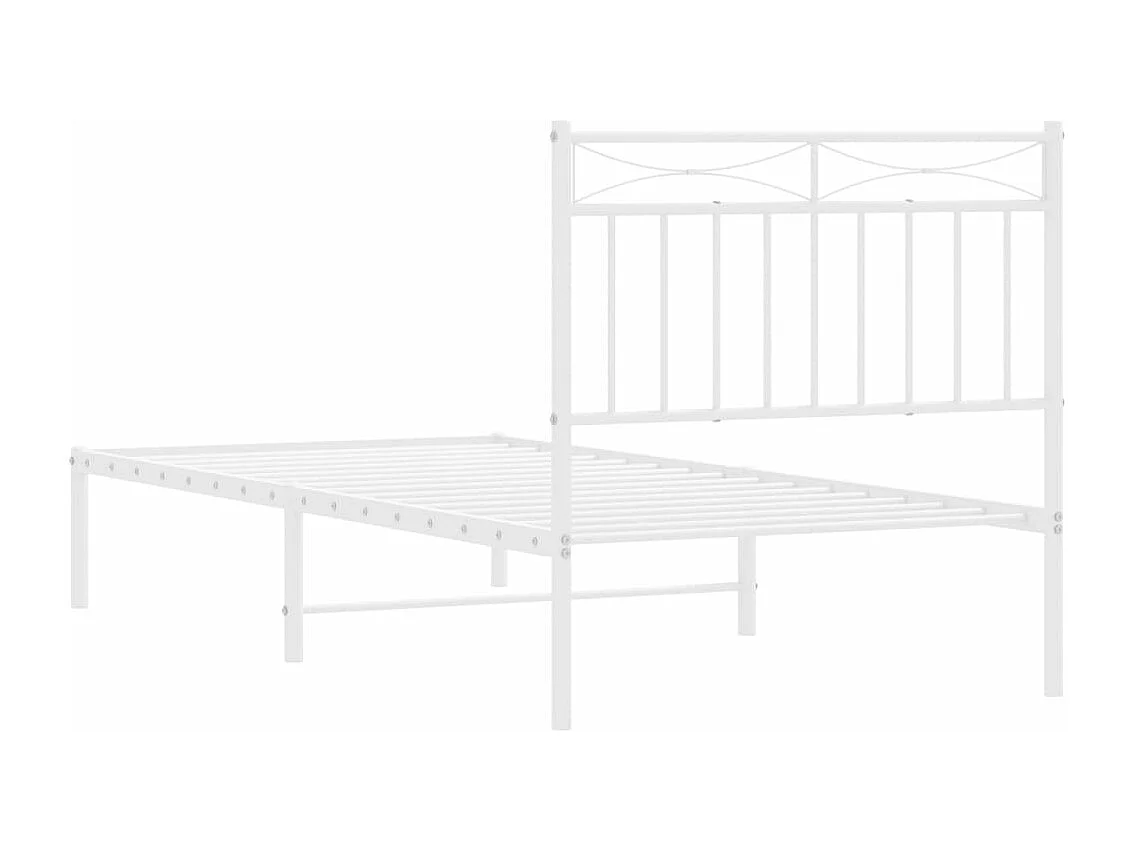 Cadre de lit métal avec tête de lit blanc 90x190 cm