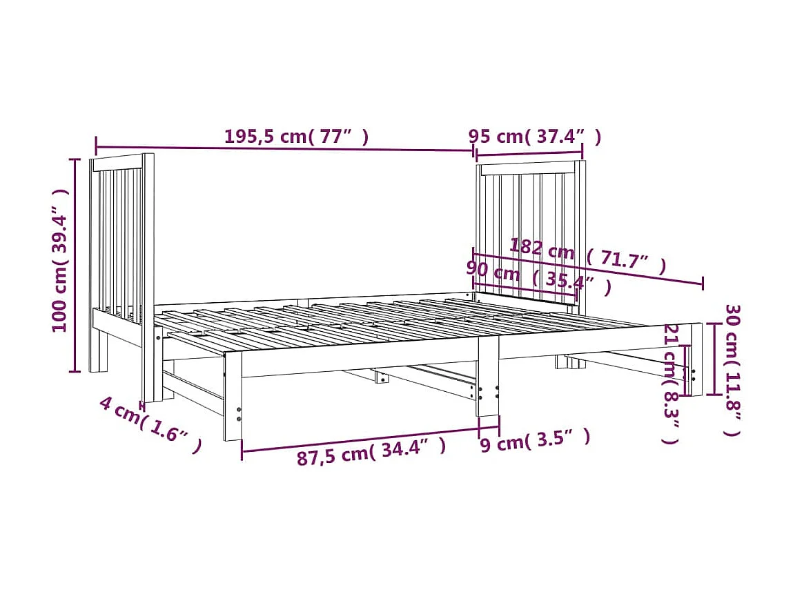 Lit coulissant Blanc 2x(90x190) cm Bois de pin massif