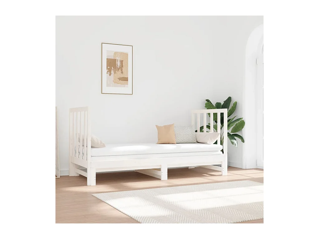 Lit coulissant Blanc 2x(90x190) cm Bois de pin massif