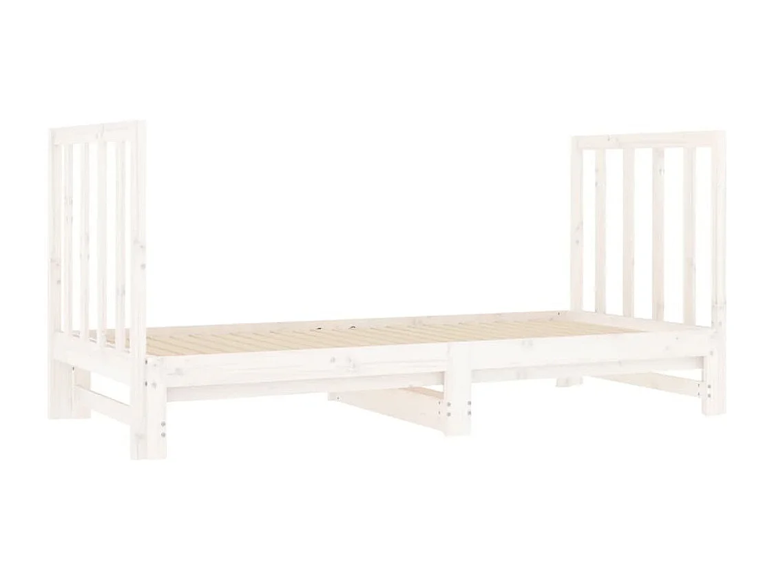 Lit coulissant Blanc 2x(90x190) cm Bois de pin massif