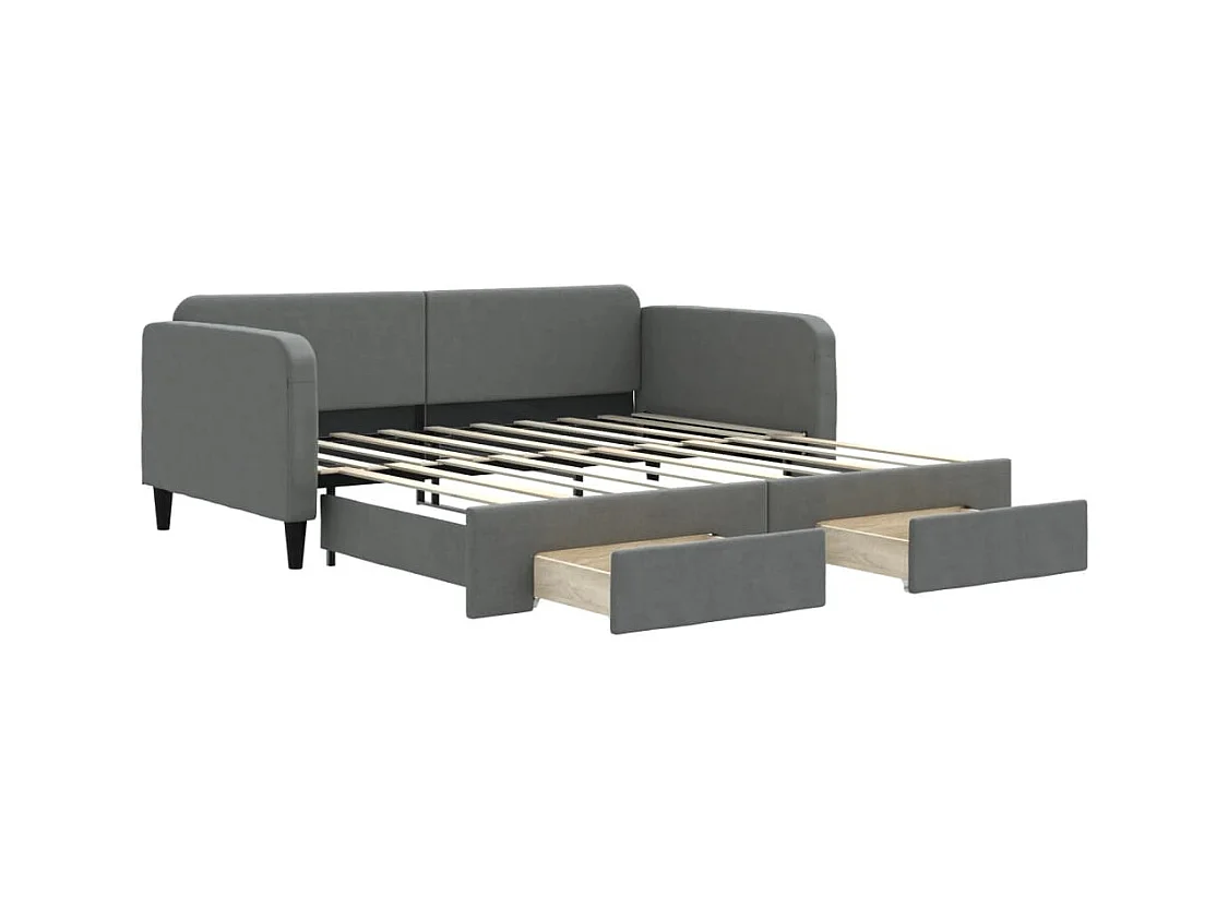 Sofá cama nido con cajones tela gris oscuro 90x190 cm