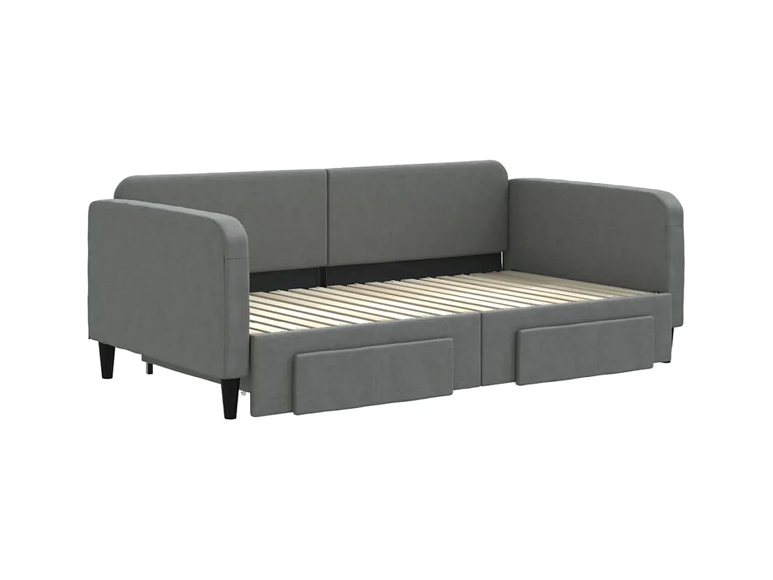 Sofá cama nido con cajones tela gris oscuro 90x190 cm