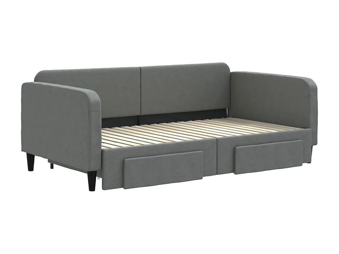 Sofá cama nido con cajones tela gris oscuro 90x190 cm