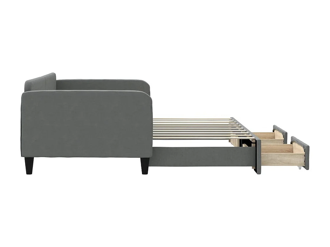 Sofá cama nido con cajones tela gris oscuro 90x190 cm