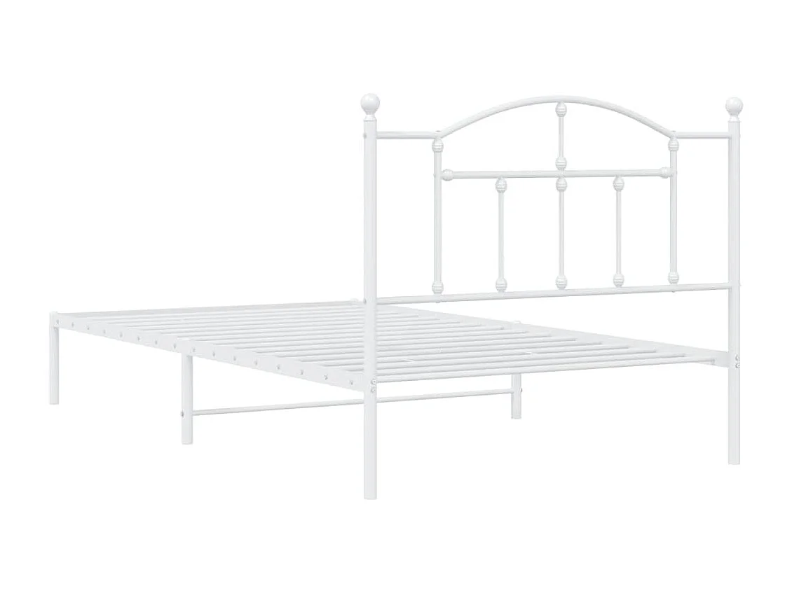 Cadre de lit métal avec tête de lit blanc 107x203 cm