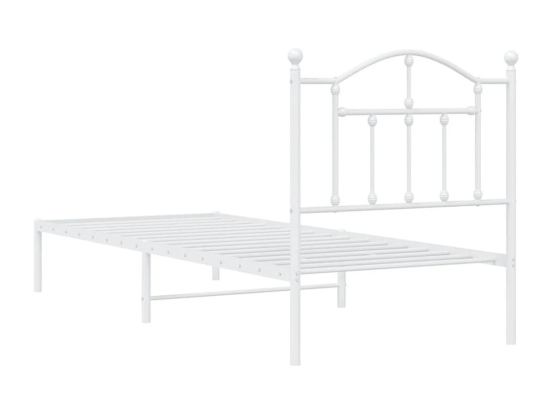 Estructura de cama de metal con cabecero blanco 80x200 cm