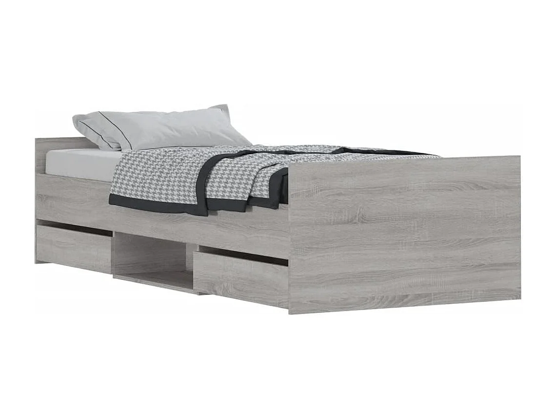 Cadre de lit tête de lit et pied de lit gris sonoma 100x200 cm