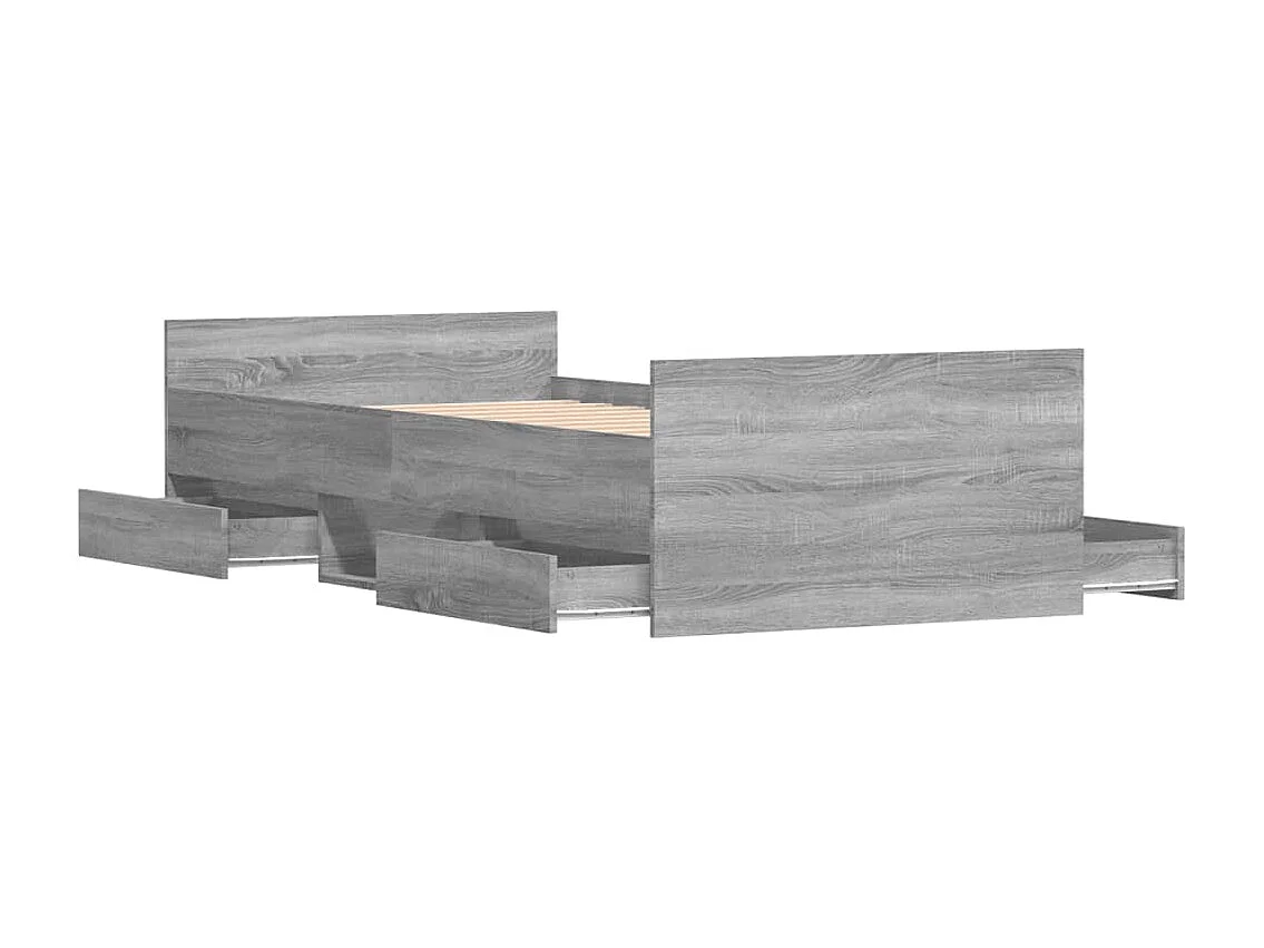 Cadre de lit tête de lit et pied de lit gris sonoma 100x200 cm