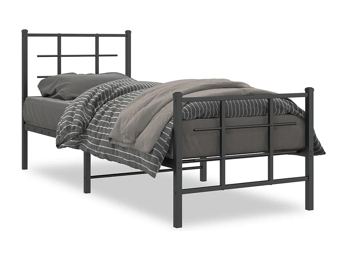 Estrutura de cama com cabeceira e pés 80x200 cm metal preto
