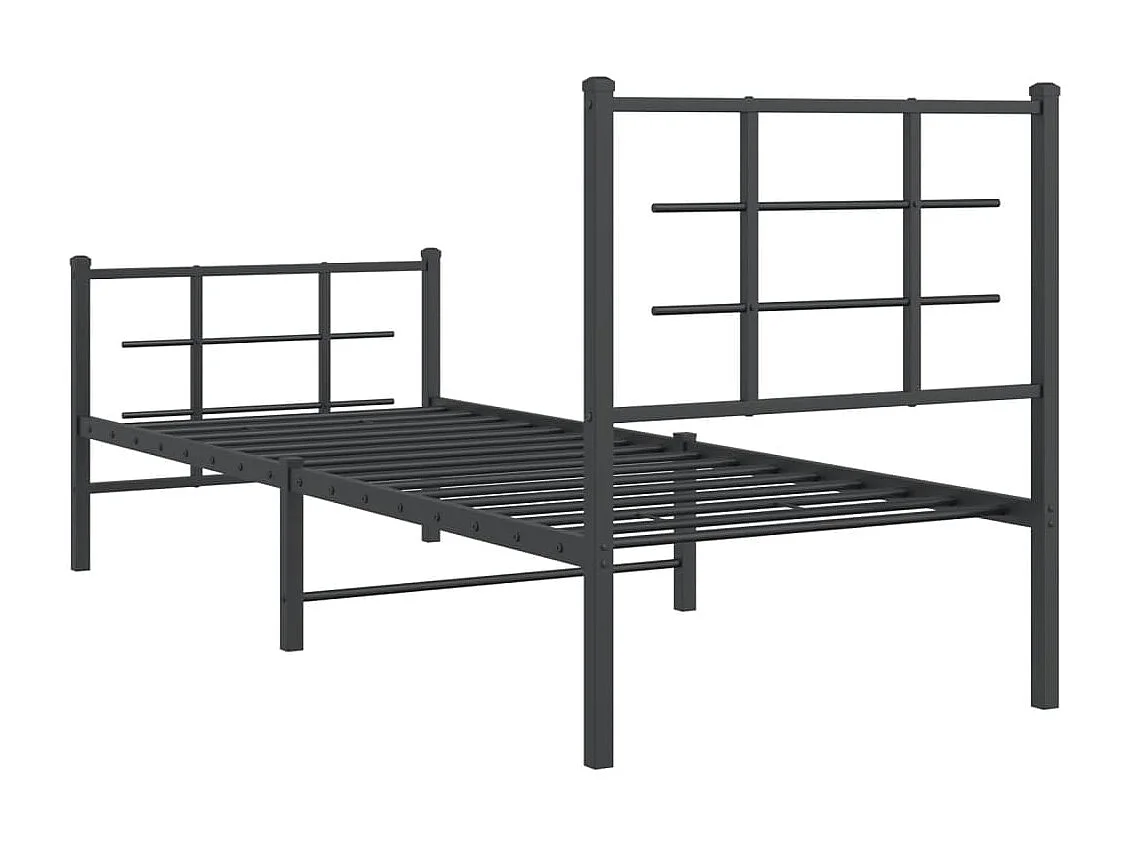 Estrutura de cama com cabeceira e pés 80x200 cm metal preto