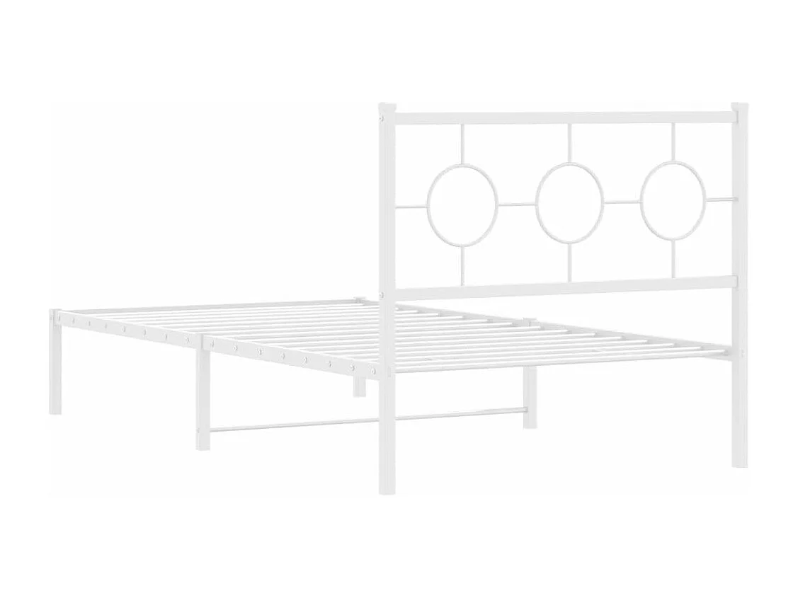Cadre de lit métal avec tête de lit blanc 100x200 cm