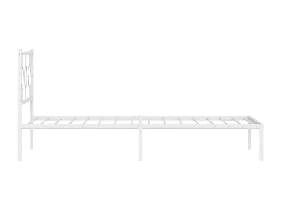 Cadre de lit métal avec tête de lit blanc 100x200 cm